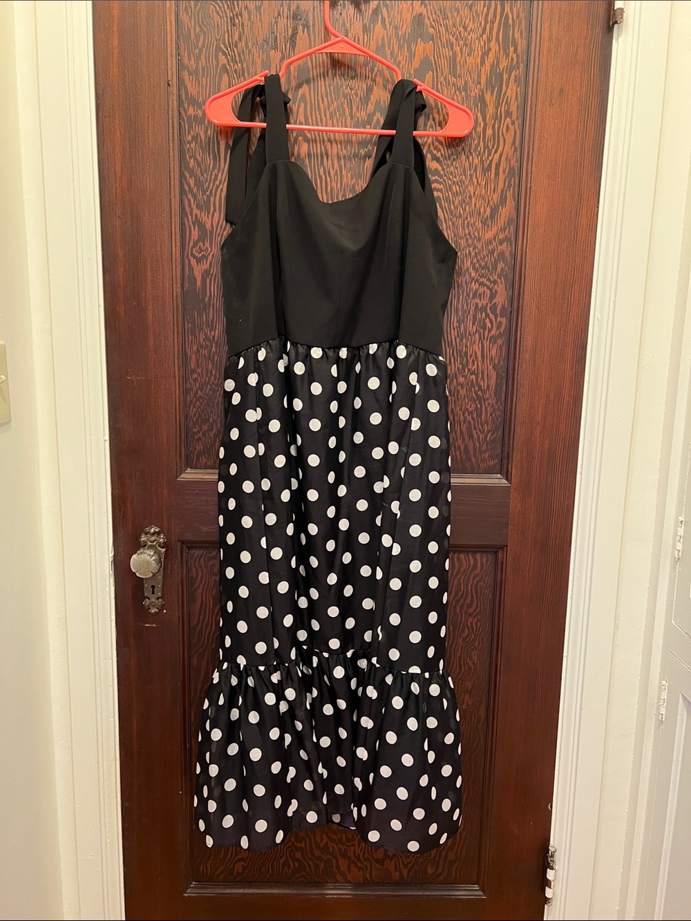 Anne Klein Black and White Polka Dot Midi Dress